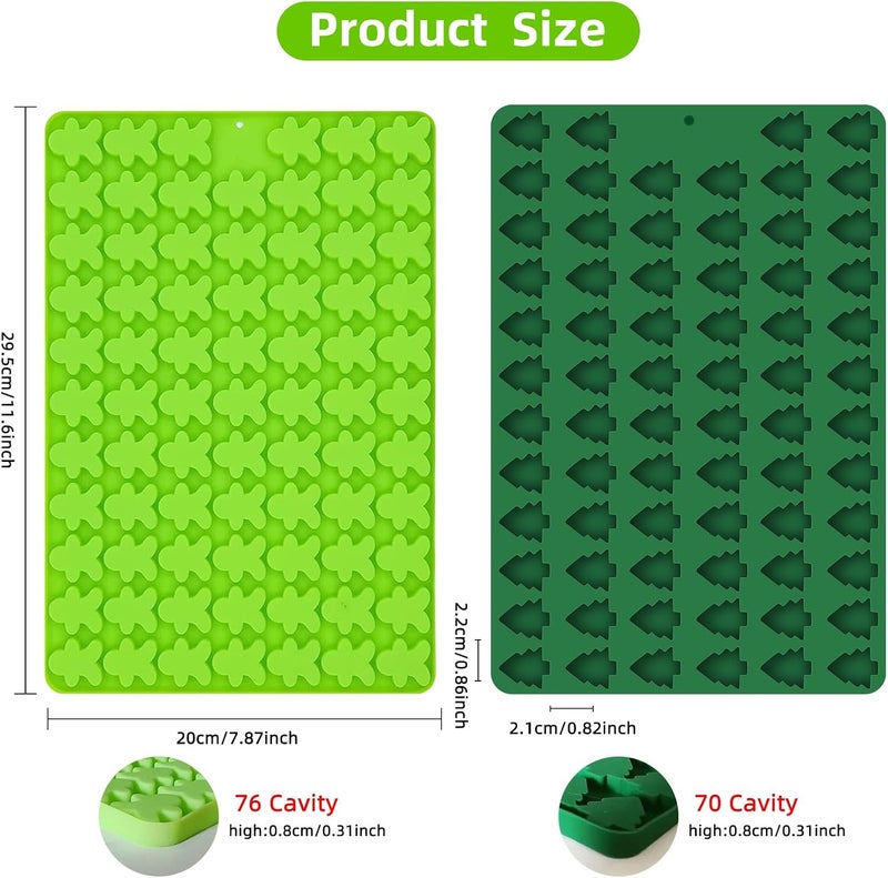 Ecerangus 2 PCS Christmas Silicone Molds, 70 Cavity Xmas Tree & 76 Cavity Gingerbread Man Mini Silicone Molds for Baking Biscuits, Gummy,Candy,Chocolate,Jelly,Pet Dog Treats Mold - Image 2