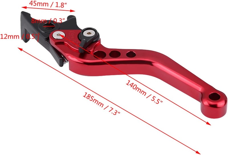 Pit Bike Brake Lever, Red Folding Aluminum Clutch Brake Lever Universal Brake Lever Handle Double Disc for GY6 Xmaximum 400, 1 Pair - Image 4