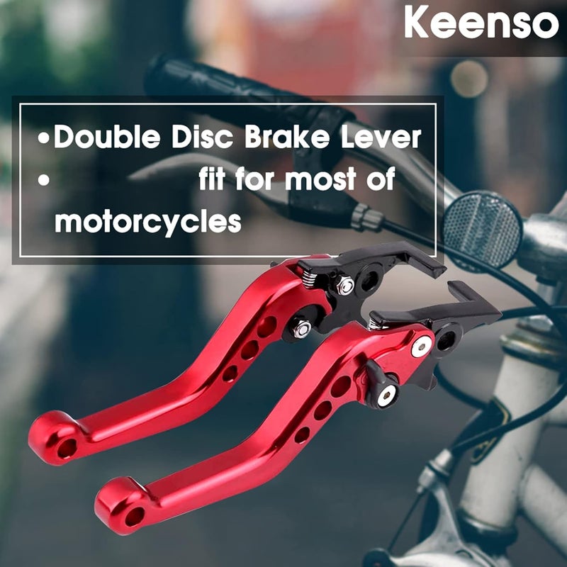 Pit Bike Brake Lever, Red Folding Aluminum Clutch Brake Lever Universal Brake Lever Handle Double Disc for GY6 Xmaximum 400, 1 Pair - Image 1