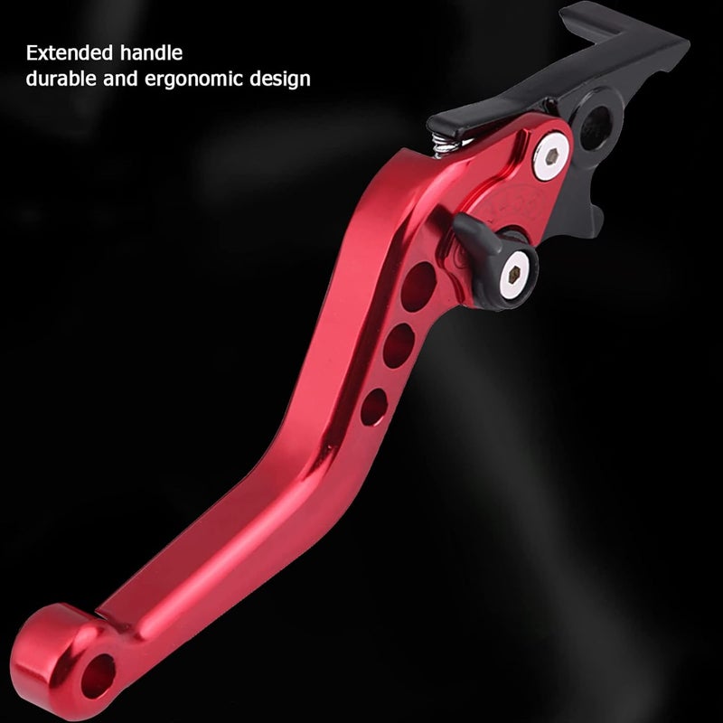 Pit Bike Brake Lever, Red Folding Aluminum Clutch Brake Lever Universal Brake Lever Handle Double Disc for GY6 Xmaximum 400, 1 Pair - Image 3