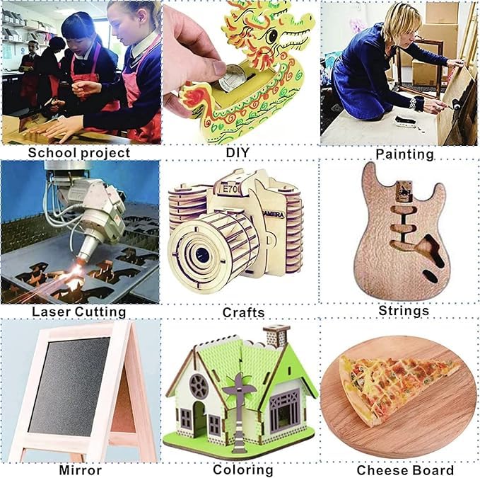 Manas Impex Square Premium MDF Pine Wood 225 MM MDF Boards for Art and Craft 2MM Unfinished Square Wood Slices for Resin Art Mandala ArtPyrography Painting 225 cm x 225 cm 4  - Image 5