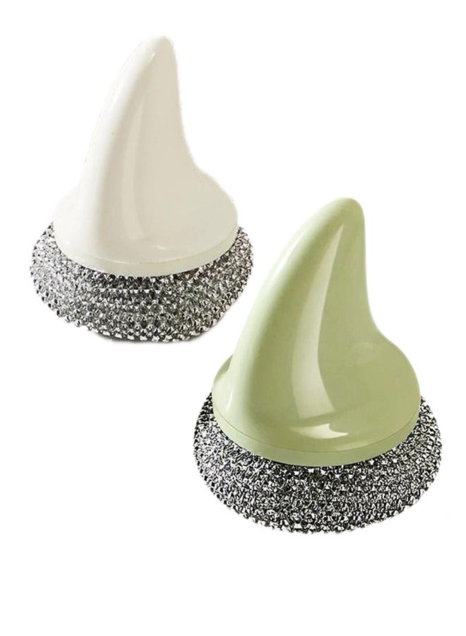Wire Pot Brush – Multipurpose Dual-Purpose Cleaning Brush with Replaceable Steel Wool | Creative Handle Design for Kitchen Scrubbing (Nordic Green/White) 2-Pack ” - Image 1