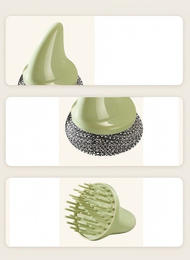 Wire Pot Brush – Multipurpose Dual-Purpose Cleaning Brush with Replaceable Steel Wool | Creative Handle Design for Kitchen Scrubbing (Nordic Green/White) 2-Pack ” - Image 4