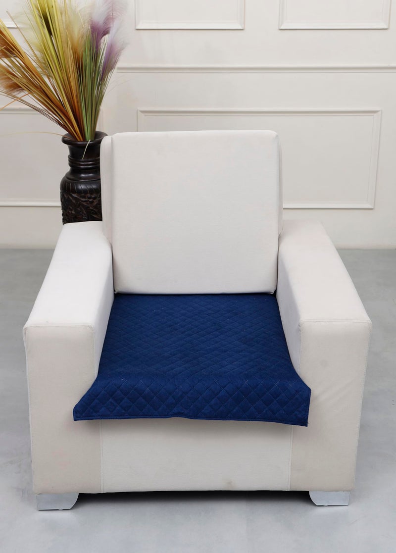 AAZEEM Original Velvet Sofa Cover | Stretch Fitted | Removable Washable Furniture Protector Slipcovers | Blue Color| 1 Seater Sofa Cover| - Image 4
