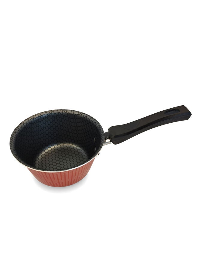 TRUEVAL Non-Stick Aluminium Milk Pan With Heat Resistant Handle Red/Black 16cm - Image 2