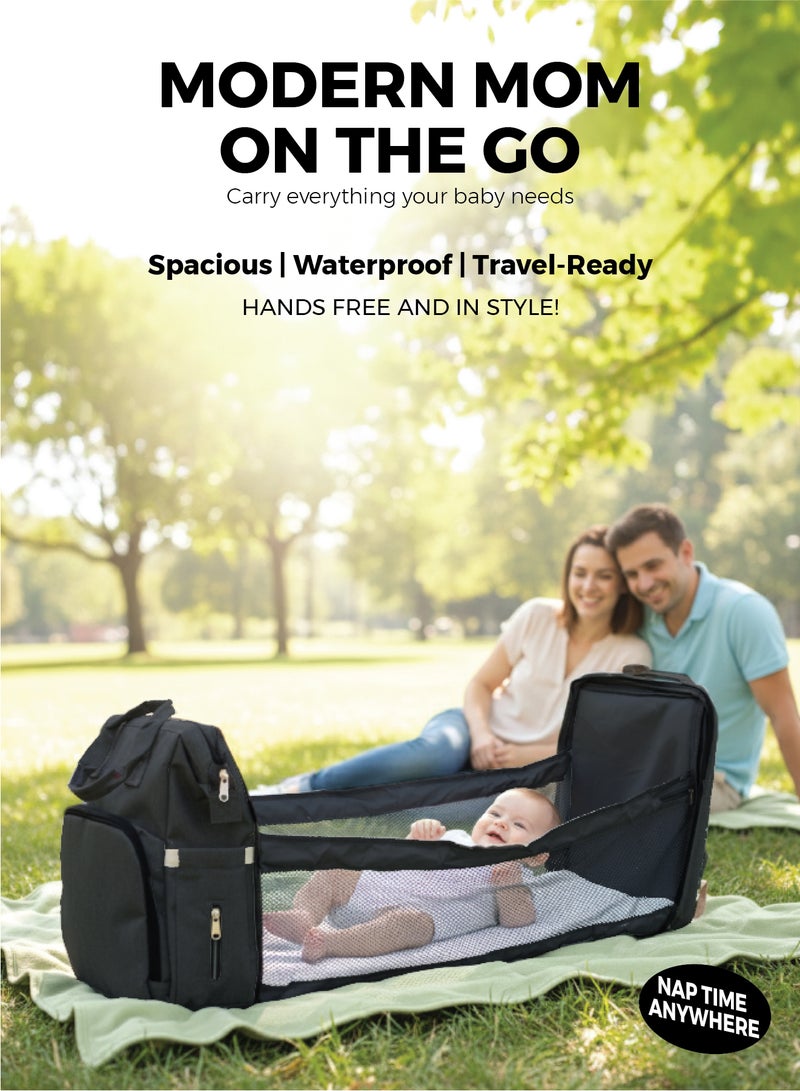 Zenito Stylish Diaper Bag - Large Capacity Organizer -Diaper Bag Backpack, Baby Travel Bag，Large Capacity Baby Diaper Bag with Changing Pad, Waterproof Travel Backpack for Boys & Girls - Black - Image 2