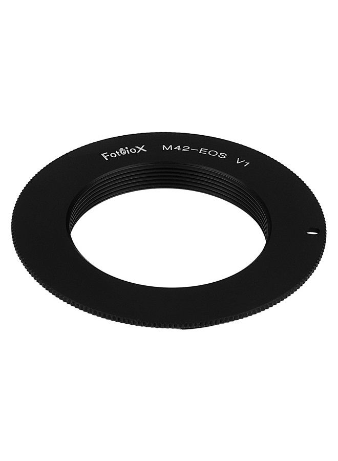 Fotodiox Lens Mount Adapter - Compatible with Black M42 (42mm x1 Thread Mount) Lens to Canon EOS (EF, EF-S) Mount D/SLR Cameras - Image 1