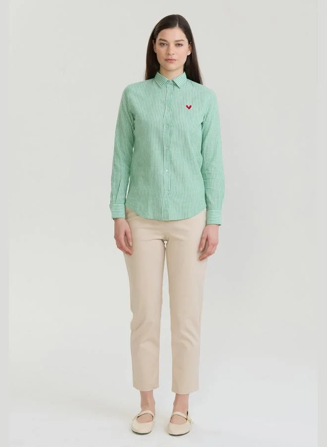 FELIX HARDY Women's Cotton Linen Blend Long Sleeve Blouse Shirt