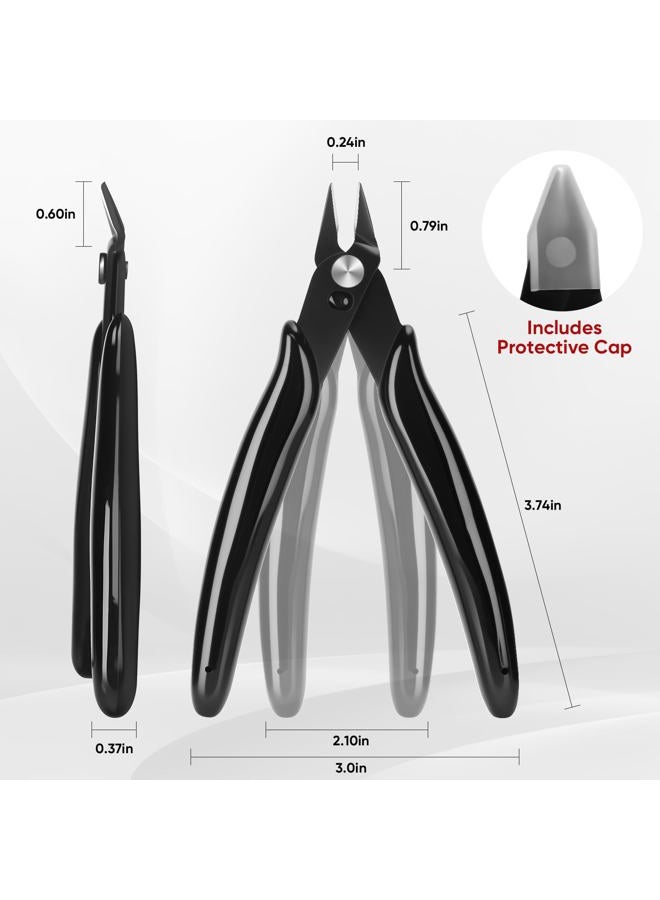 EamPrsk 5 Inch Flush Cutters, 1 Pack Micro Wire Cutters, Sharp Zip Tie Cutter, Precision Wire Cutters for Crafting, Jewelry Making, Plastic Models, 3D Print, Electronics, Floral - Image 2