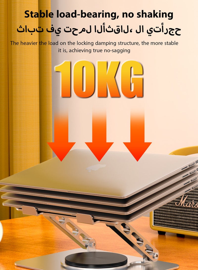 DPTER Adjustable Laptop Stand for Desk Ergonomic Riser with 360°Rotating Base Foldable Notebook Computer Holder for Collaborative Work, Ventilated Cooling Notebook Stand, Lightweight Notebook Holder for Home Office Travel, Fits for All 10-17.3" Laptops, Silver - Image 3