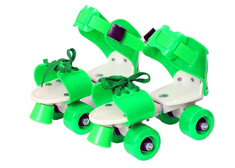 AUTHFORT Roller Skates for Girls Age Group 7-12 Years Adjustable Inline Skating Shoes with School Sport-Multi Colour (Green) - Image 1