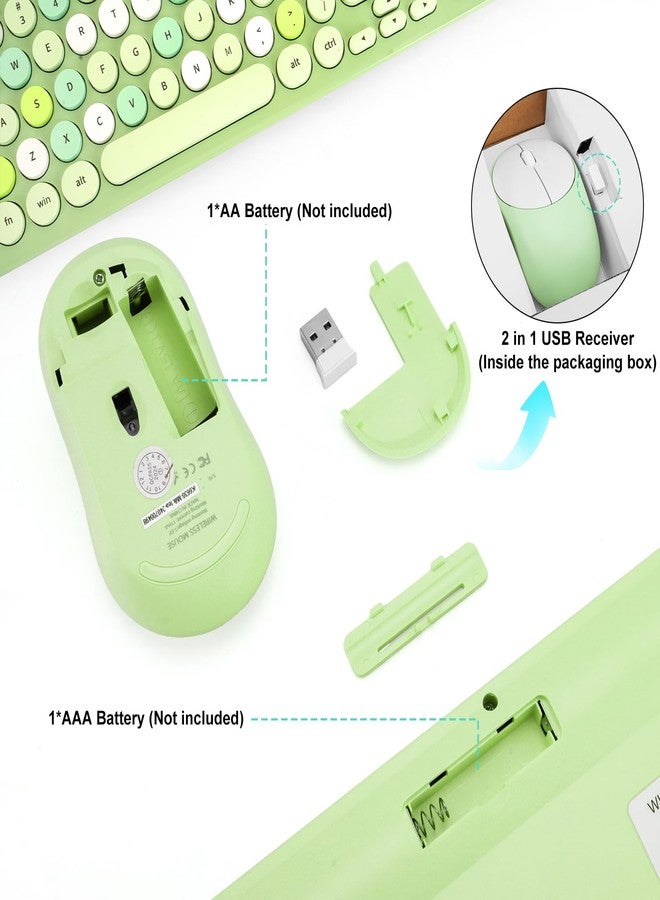 GUKJOB Wireless Keyboard and Mouse Combo, Retro Typewriter Keyboard with Round Keycaps, 2.4GHz USB Cute Wireless Keyboard Mouse for Computer, Desktop, Laptop (Green Colorful) - Image 5