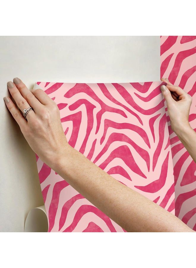 NuWallpaper x RuPaul RuZebra Pink and Red Peel and Stick Wallpaper, RPS6143 - Image 5