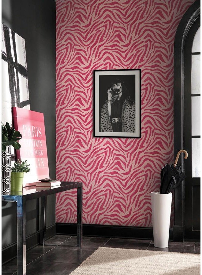 NuWallpaper x RuPaul RuZebra Pink and Red Peel and Stick Wallpaper, RPS6143 - Image 3