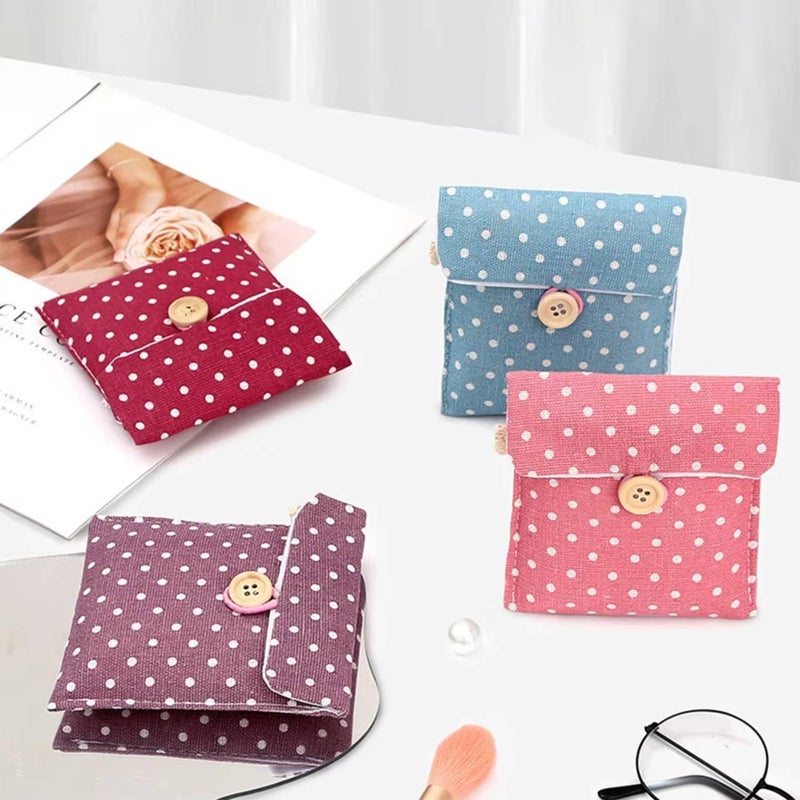 Prostuff.in Prostuffin Girls Cotton Polka Dot Sanitary Napkin Pad Pouch Holder For WomenTravel Friendly WaterProof Storage Organizers For Sanitary PadsPad Holder Handbag Multicolor 2 Pcs  - Image 3