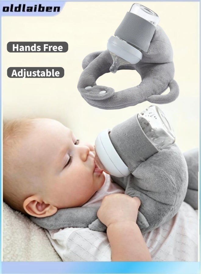 oldlaiben Baby Bottle Holder Pillow Grey Nursing Pillow for Baby Self-Feeding Hands Free Bottle Support Cushion Arm and Wrist Relief Baby Feeding Pad for Daily Use - Image 1
