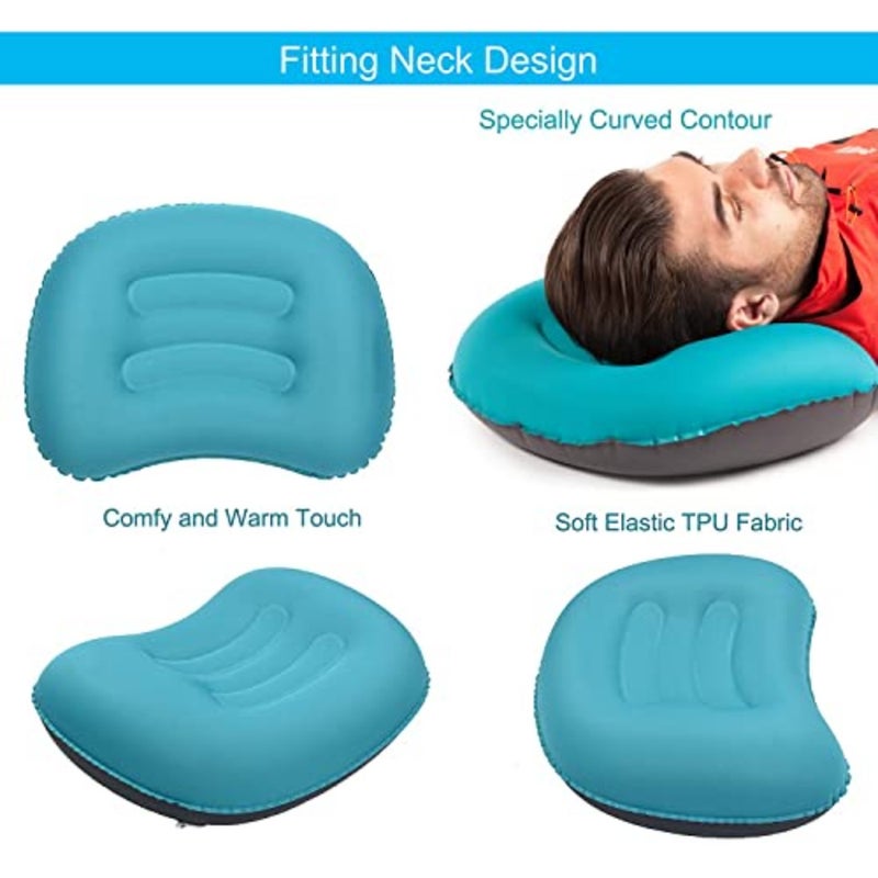Ultralight Compact Inflatable Camping Pillow, Soft Compressible Portable Travel Air Pillow for Outdoor Camp, Sport, Hiking, Backpacking Night Sleep and Car Airplane Lumbar Support - Image 2