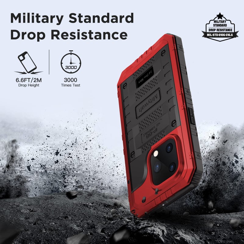 Mitywah Waterproof Case for iPhone 14 Pro Max, Heavy Duty Shockproof Case with Built-in Screen Protector, Full Body Underwater Protective Metal Case 6.7 inch, Red - Image 3