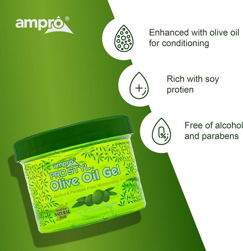 AmPro Pro Styl Olive Oil Gel - Alcohol and Paraben Free, Moisturizing Hair Gel for Natural Hair - 10 oz - Image 5