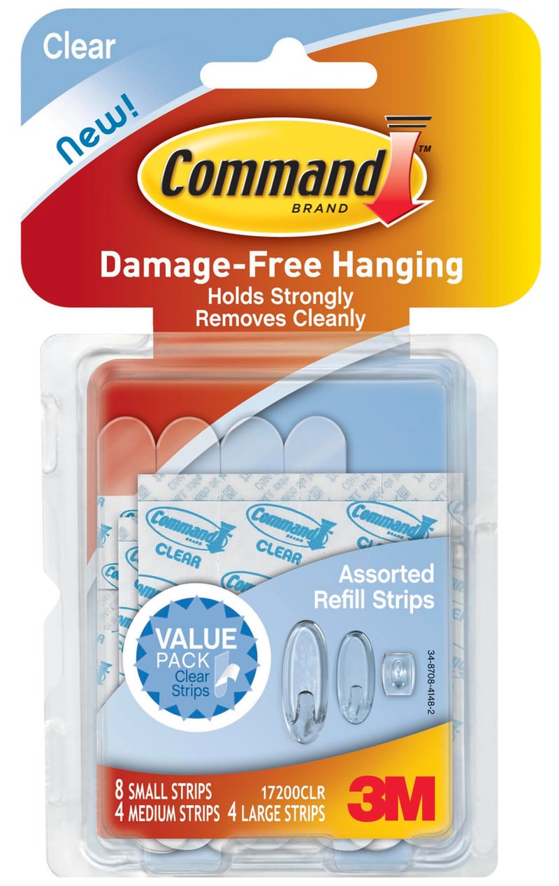 Command Clear Refill Strips, Re-Hang Indoor Clear Hooks (17200CLR-ES)