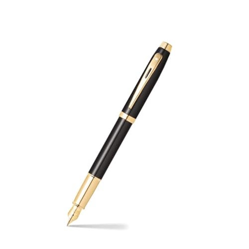 Sheaffer Gift 100 Glossy Black Fountain Pen with Gold tone Trim | E9322 Fountain Pen Medium nib | Premium Pen Gift Set - Image 1