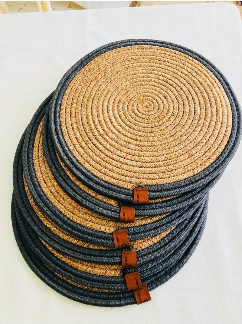 BDZ Deri BDZ Leather Jute American Service Runner Bread Bowl 8 Piece Set