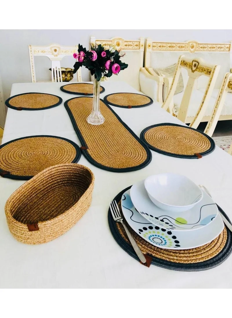 BDZ Deri BDZ Leather Jute American Service Runner Bread Bowl 8 Piece Set