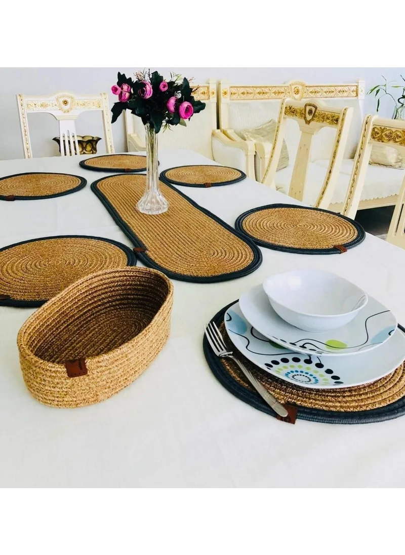 BDZ Deri BDZ Leather Jute American Service Runner Bread Bowl 8 Piece Set