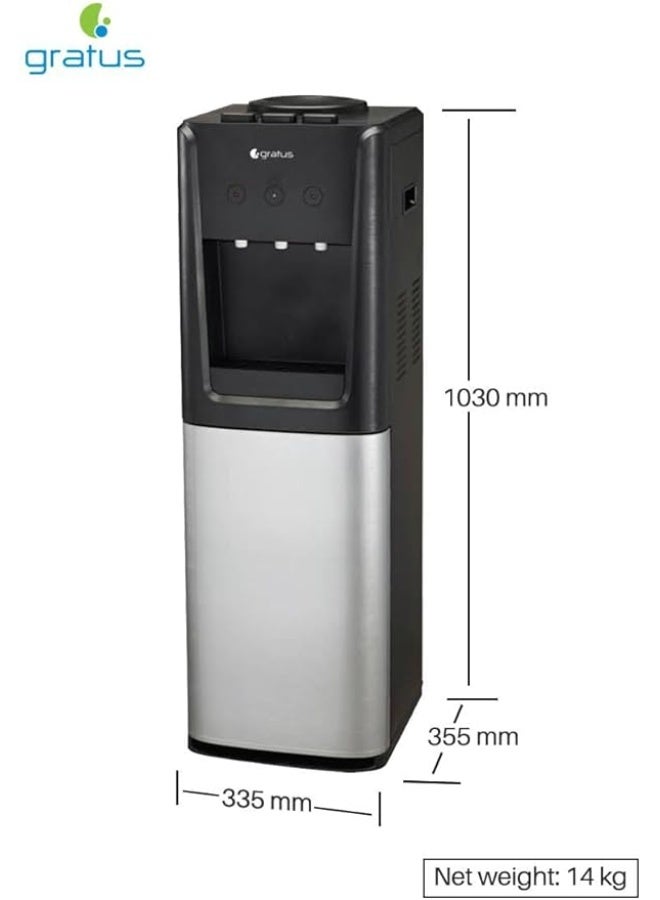 gratus 3‑Tap Hot, Cold & Room‑Temp Water Dispenser — Floor‑Standing Top‑Load with Storage Cabinet, 1‑Year Full & 2‑Year Compressor Warranty | Model GWD701WFCW - Image 2