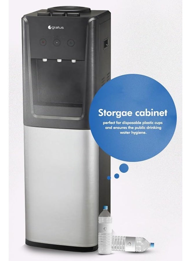 gratus 3‑Tap Hot, Cold & Room‑Temp Water Dispenser — Floor‑Standing Top‑Load with Storage Cabinet, 1‑Year Full & 2‑Year Compressor Warranty | Model GWD701WFCW - Image 5