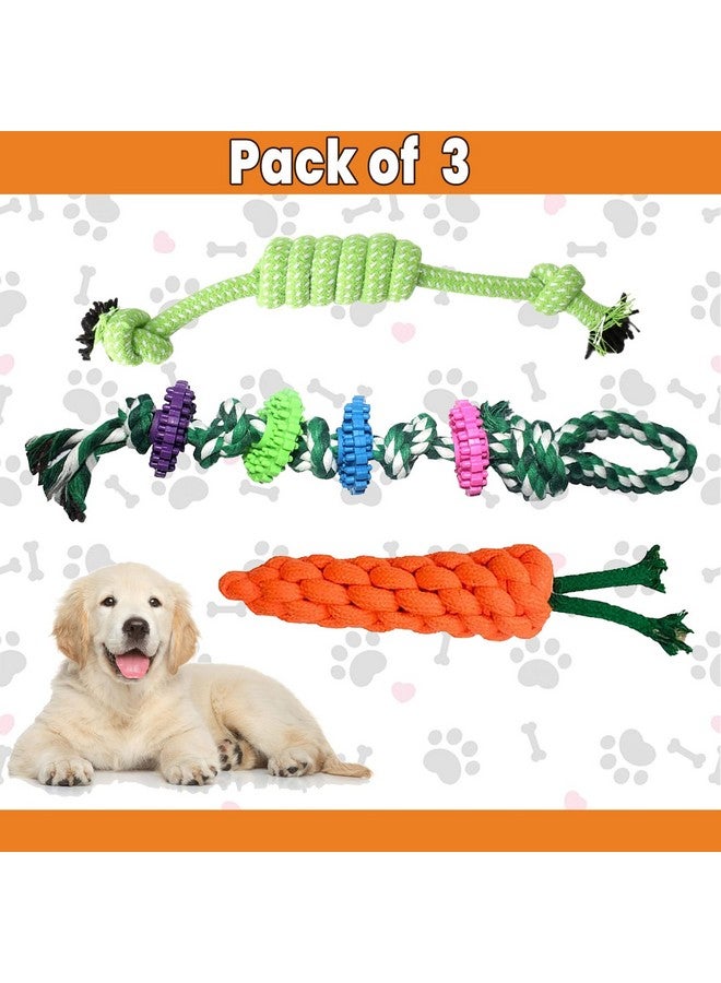 إيميلي بيتس ألعاب حبل للكلاب، مجموعة من 3 ألعاب حبلية متينة للكلاب من القطن للعب وتدريب تنظيف الأسنان (متعدد الألوان، عبوة من 3 قطع) - Image 2