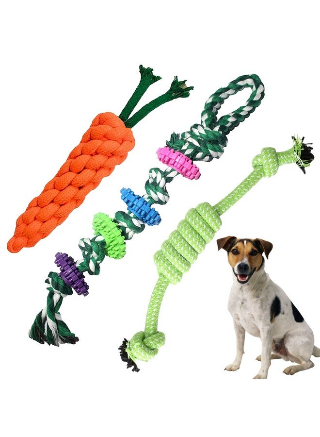 إيميلي بيتس ألعاب حبل للكلاب، مجموعة من 3 ألعاب حبلية متينة للكلاب من القطن للعب وتدريب تنظيف الأسنان (متعدد الألوان، عبوة من 3 قطع) - Image 1