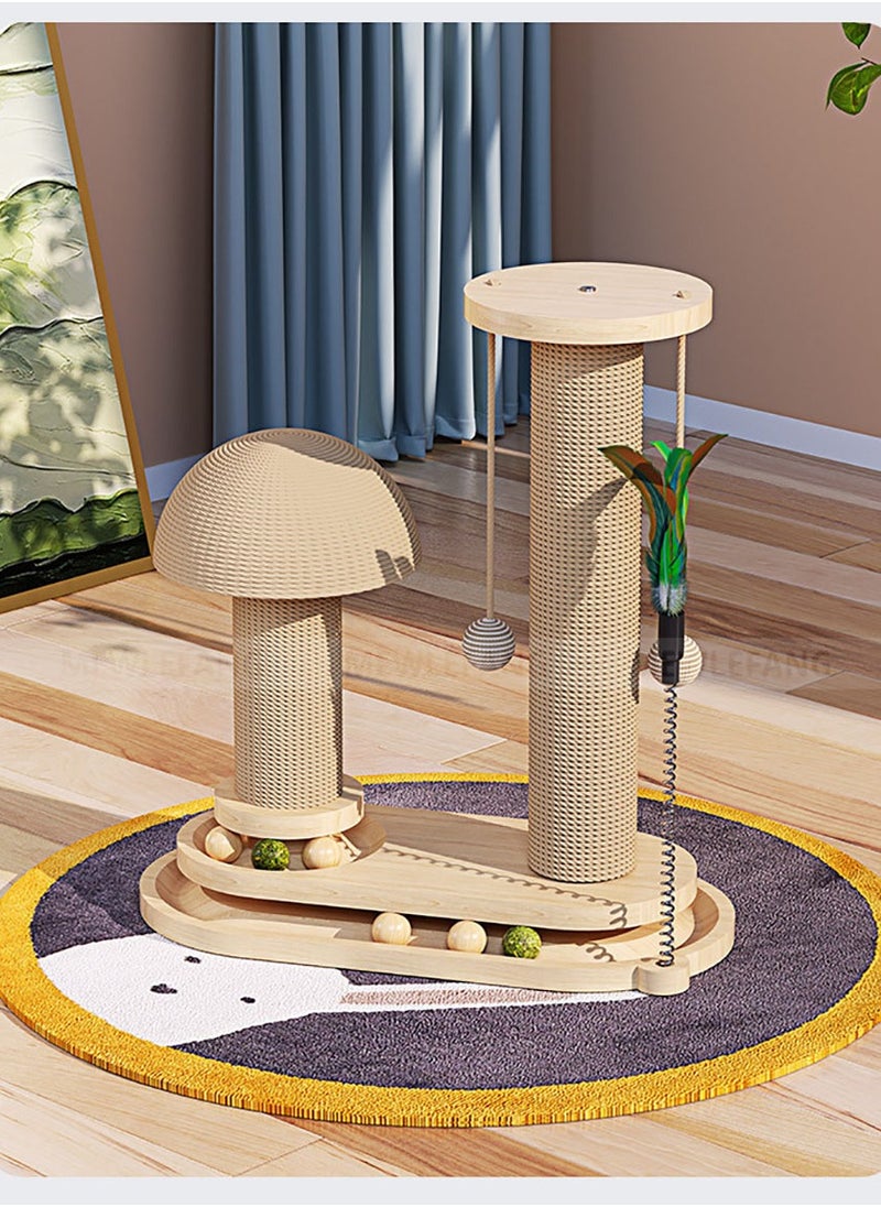 Solid Wood Cat Turntable, Cat Grab Post, Cat Teasing Stick, Cat Grab Board, Durable Cat Toy, Sisal Cat Climbing Frame