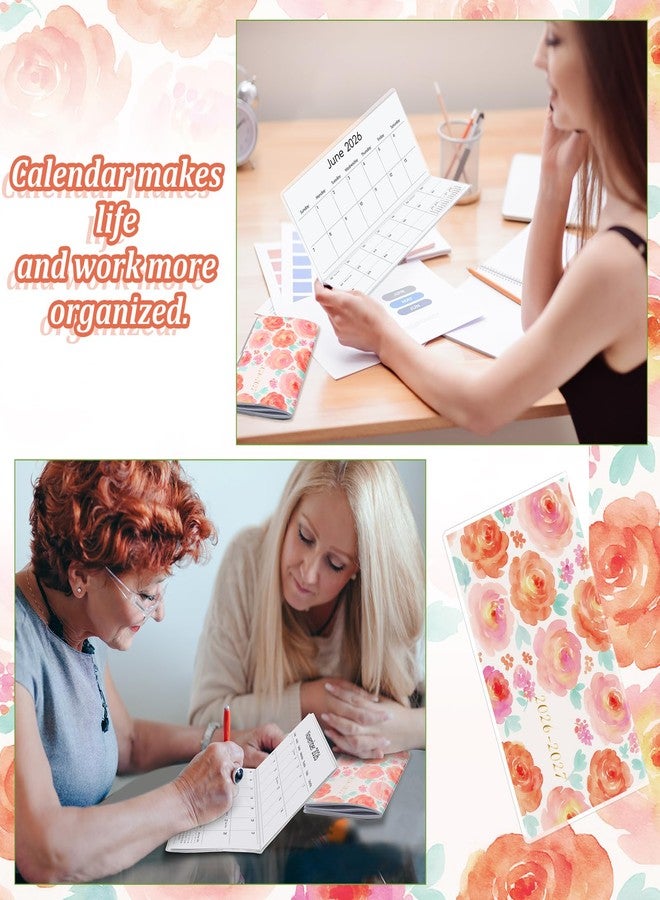 ReliThick 7" x 6.5" 2026-2027 Pocket Calendar for Purse Small Monthly Planner Notebook PVC Cover Pocket Calendar Notepads Appreciation Present Gift for Women Mom Friends Teacher (Rendering Flowers) - Image 5