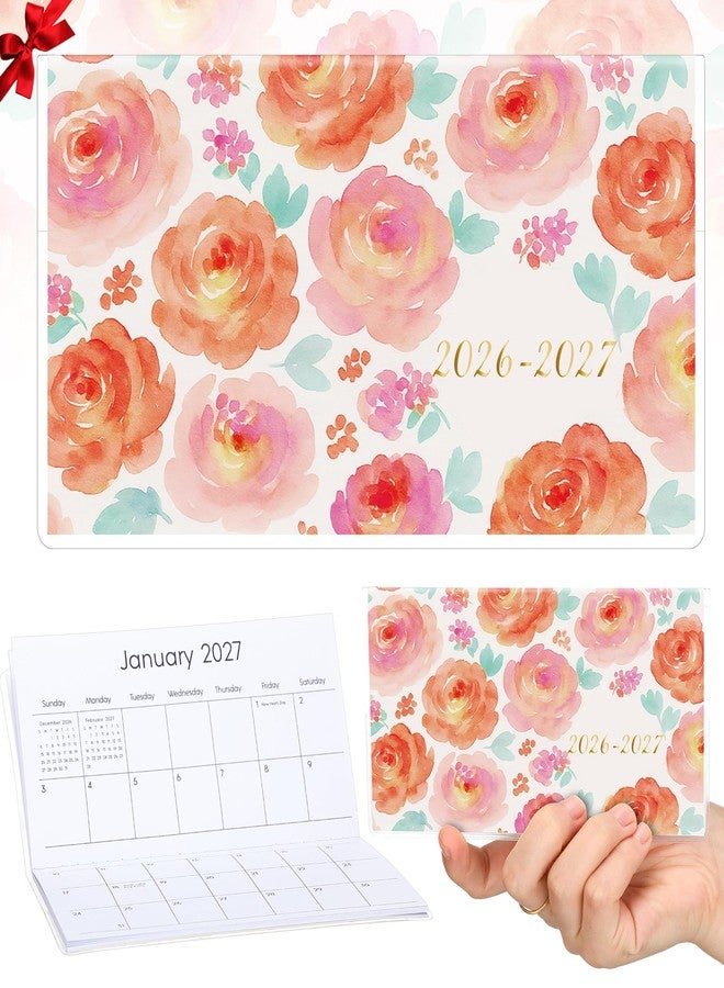 ReliThick 7" x 6.5" 2026-2027 Pocket Calendar for Purse Small Monthly Planner Notebook PVC Cover Pocket Calendar Notepads Appreciation Present Gift for Women Mom Friends Teacher (Rendering Flowers) - Image 1