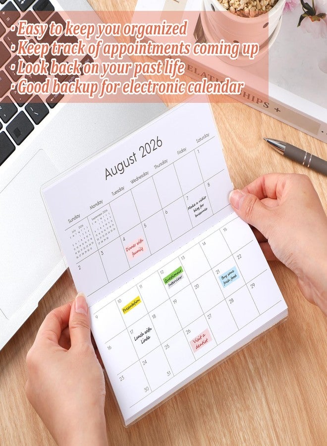 ReliThick 7" x 6.5" 2026-2027 Pocket Calendar for Purse Small Monthly Planner Notebook PVC Cover Pocket Calendar Notepads Appreciation Present Gift for Women Mom Friends Teacher (Rendering Flowers) - Image 4