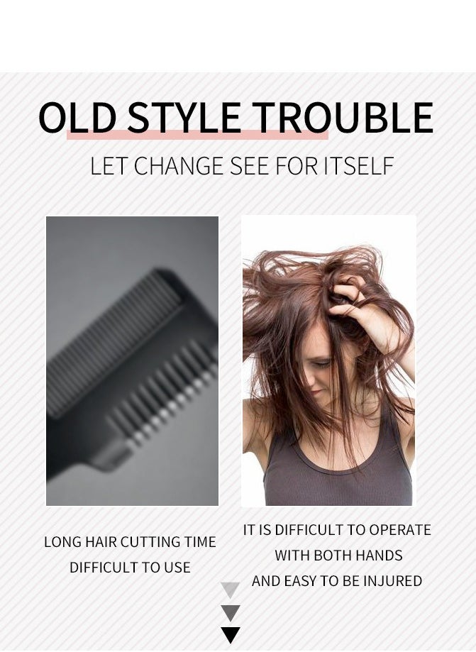 JoyousSto 2 in 1 Hair Split Ends Trimmer Charging Professional Hair Cutter Smooth End Cutting Clipper Hair Straightener，Cordless Split End Hair Trimmer, Solution for Dry and Damaged Hair, Rechargeable Trimmer for Broken and Brittle Split Ends, Hair Styling Tool- Black  - Image 4