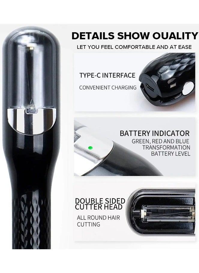 JoyousSto 2 in 1 Hair Split Ends Trimmer Charging Professional Hair Cutter Smooth End Cutting Clipper Hair Straightener，Cordless Split End Hair Trimmer, Solution for Dry and Damaged Hair, Rechargeable Trimmer for Broken and Brittle Split Ends, Hair Styling Tool- Black  - Image 3