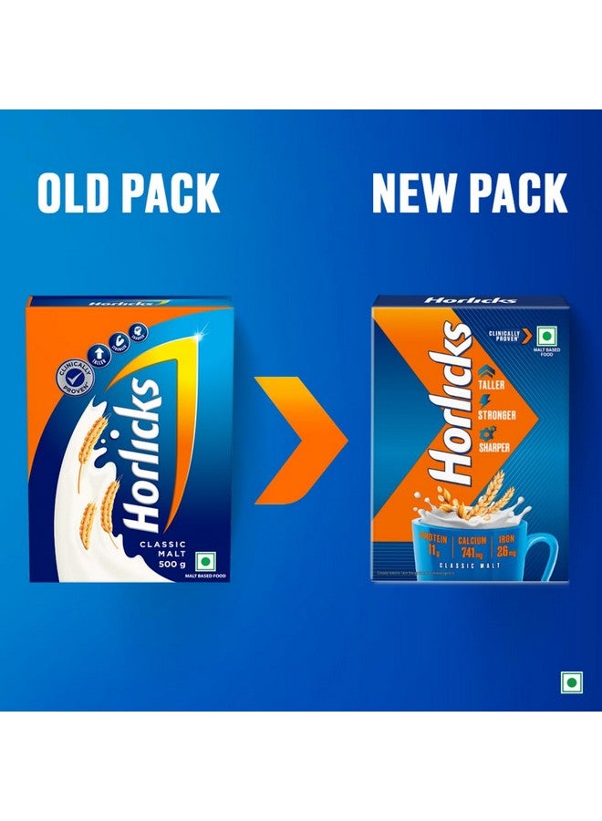 Horlicks مشروب هورليكس الصحي والتغذوي 500 جرام عبوة إعادة تعبئة، لتعزيز المناعة و5 علامات للنمو (مالت كلاسيك) - Image 4