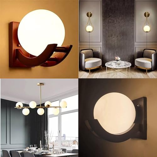 Virya Glass Shade for Modern Pendant Light Wall Lamp Globe Shape Globe Light Lamp Cover(White) - Image 4