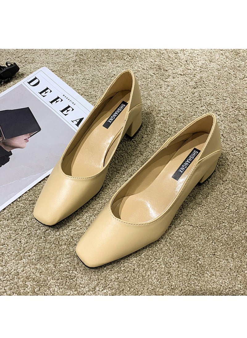 Rup Art Low Heel Shoes Women Dressy Comfort Elegant Women Casual Shoes Thick Heel Pointed Toe High Heels Solid Color Sleek Commuter Shoes Office Lady  - Image 2
