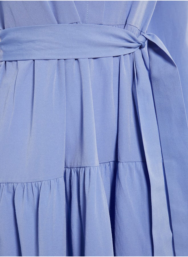 trendyol - Lilac Belted Grand Collar Button Detailed Woven Dress TCTSS21EL3343 - Image 1