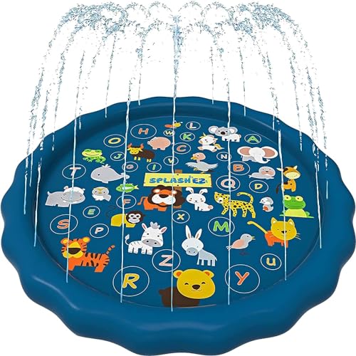 SplashEZ 3-in-1 Splash Pad, Sprinkler for Kids & Baby Pool for Learning – Toddler Sprinkler Pool, 60’’ Outside Water Toys – “from A to Z” Outdoor Play Mat for Babies & Toddlers - Image 1