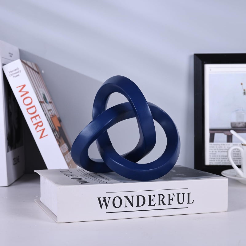 DOVDOV Blue Knot Decorative Sculpture, Blue Room Decor Aesthetics, Mobius Ring Statue for Bookshelf Living Room TV Cabinet Office Cabinet Coffee Table Above Decorative Accents - Image 5