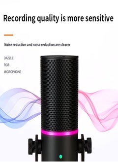 XVersion RGB Gaming Mic for PC/PS5, Gaming Microphone with Quick Mute, Volume Control & 9-Color RGB, Podcast Microphone for Streaming Twitch/Discord/YouTube, Condenser Microphone - Black  - Image 2