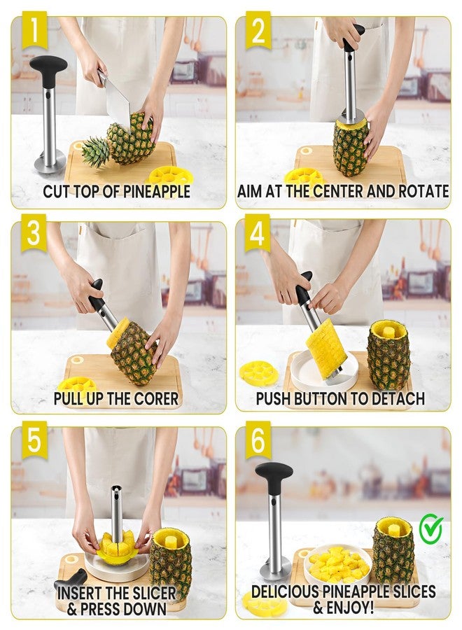CUNSENR Premium Pineapple Corer and Slicer Tool - Pineapple Cutter with Sharp Serrated Tips - Easy to Use & Clean - Stainless Steel Core Remover for Pineapple - Slice and Core Fruits with Ease(Black) - Image 5