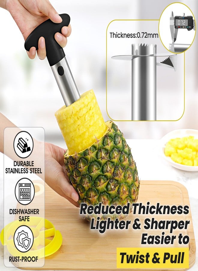 CUNSENR Premium Pineapple Corer and Slicer Tool - Pineapple Cutter with Sharp Serrated Tips - Easy to Use & Clean - Stainless Steel Core Remover for Pineapple - Slice and Core Fruits with Ease(Black) - Image 3