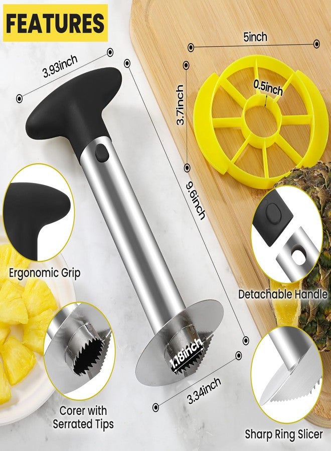 CUNSENR Premium Pineapple Corer and Slicer Tool - Pineapple Cutter with Sharp Serrated Tips - Easy to Use & Clean - Stainless Steel Core Remover for Pineapple - Slice and Core Fruits with Ease(Black) - Image 4