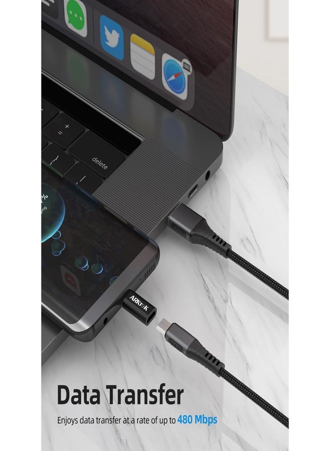 ARKTEK 4 Pack USB-C Male Micro USB Female Adapter Type C Adapter Fast Data Transfer & Charging Universal Compatible for iPhone 16/15 Pro/Plus for AirPods 4 Galaxy S25/Note 20 Pixel 9 (Black/White) - Image 4