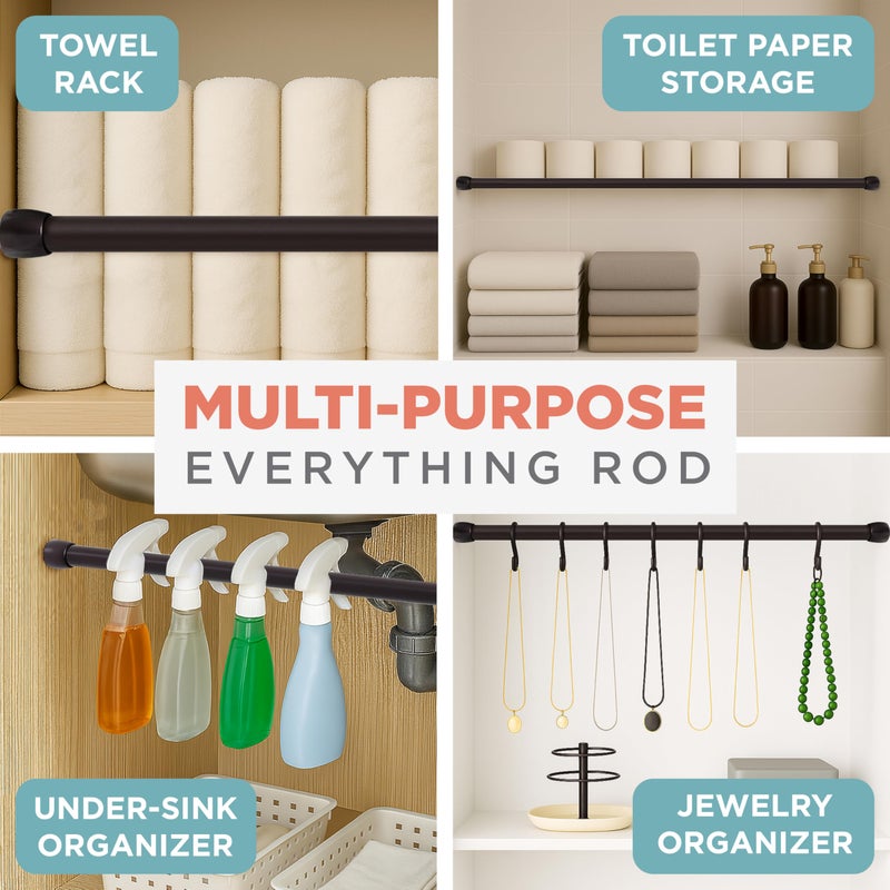 Zenna Home Tension Shower Curtain Rod, Rust Proof Metal Bathroom Shower Rod, Adjustable Curtain Rod with No Drill Easy Install, 48 - 76 Inches, Bronze - Image 3